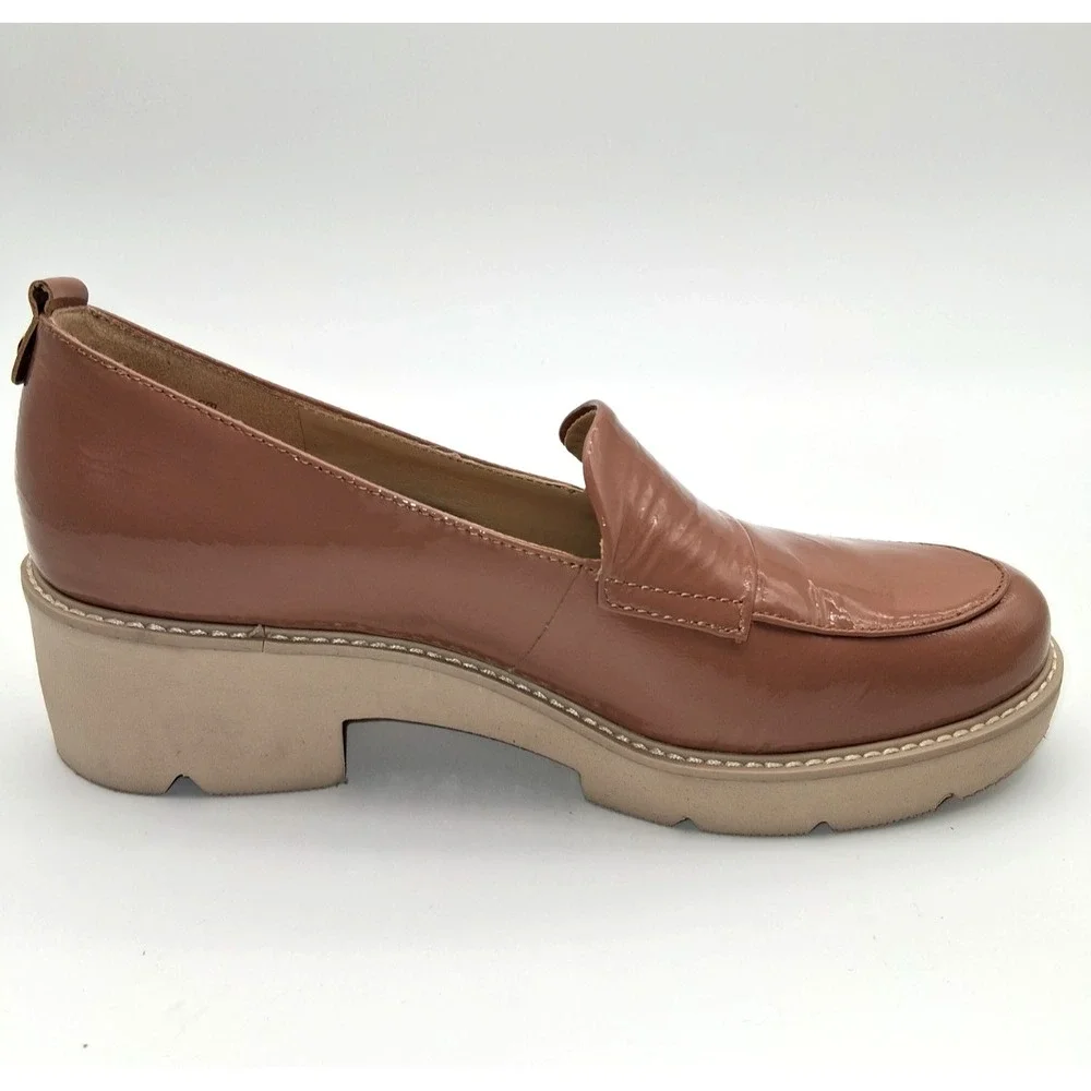 Naturalizer Darry Loafers 9M Women Mauve Patent Leather Lug Sole Comfort Shoes